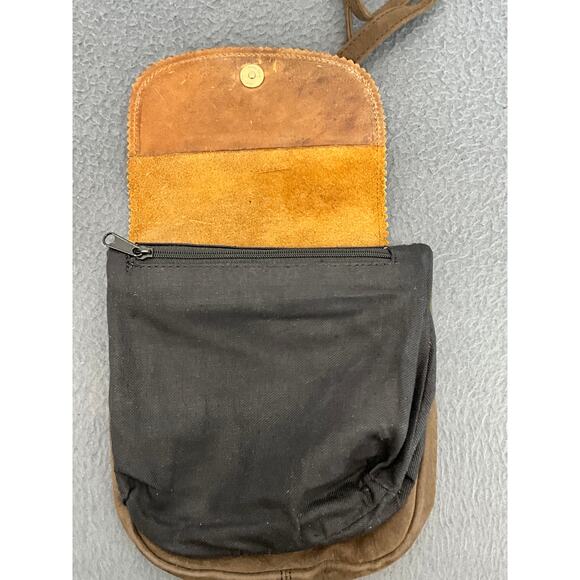 Vintage Guess Brown Tooled Leather Crossbody Boho Saddle Bag Purse - Picture 9 of 11